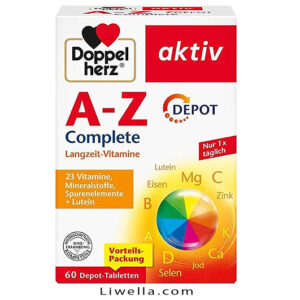 A-Z Complete Doppelherz – مولتی‌ویتامین کامل برای تأمین انرژی، تقویت سیستم ایمنی و حمایت از سلامت عمومی، مناسب برای سبک زندگی سالم و پرانرژی.