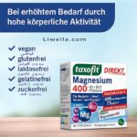 کپسول Magnesium 400 +B1+B6+B12+Folic Acid Taxofit – مکملی مؤثر برای حمایت از متابولیسم عضلانی، کاهش خستگی و تأمین انرژی با ترکیبات ضروری منیزیم و ویتامین‌های B
