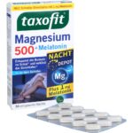 کپسول Magnesium 500+Melatonin Taxofit – مکمل تخصصی برای حمایت از عملکرد عضلانی، تنظیم خواب و کاهش استرس، حاوی منیزیم و ملاتونین جهت افزایش آرامش و بهبود کیفیت خواب